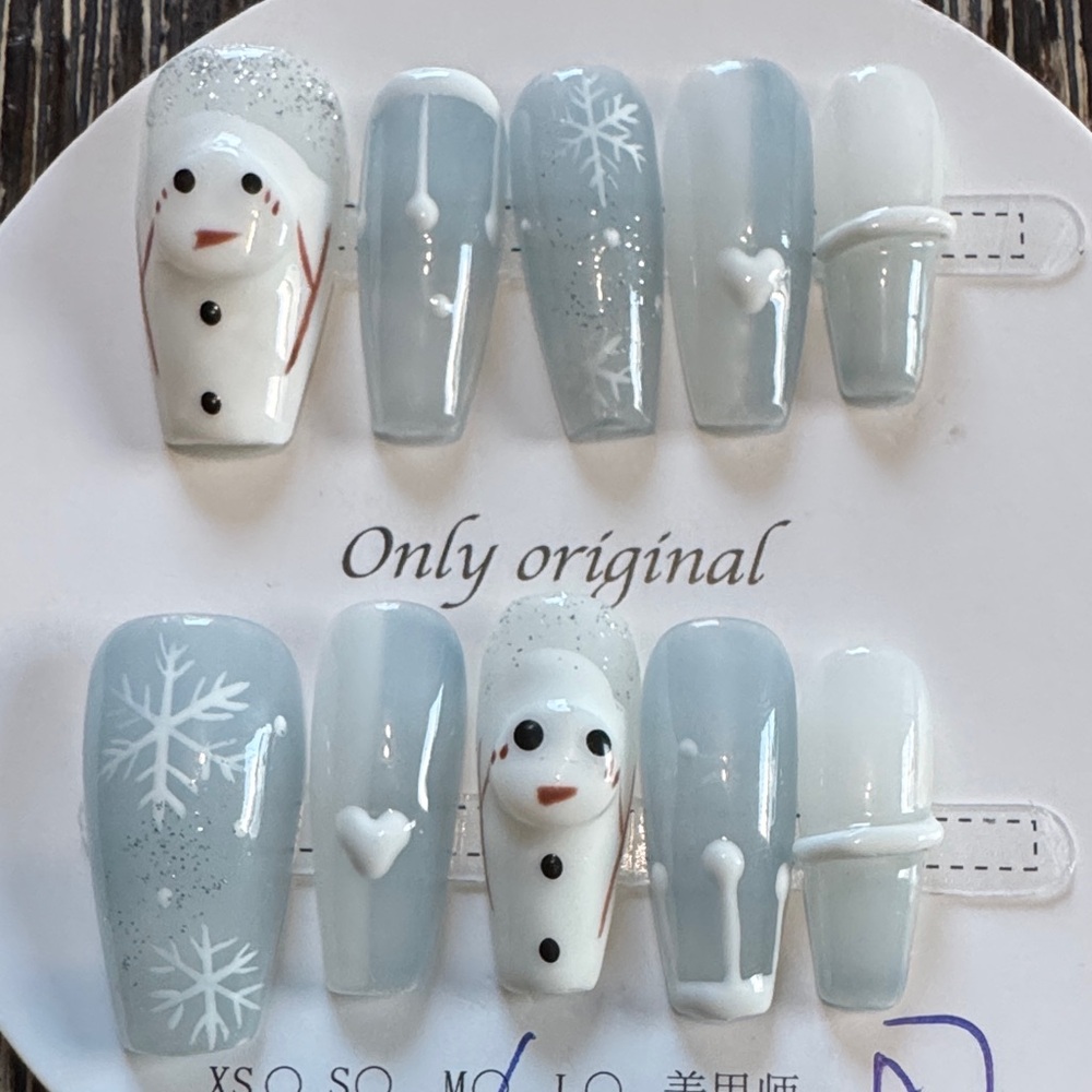 Winter Snowman Press on Nails